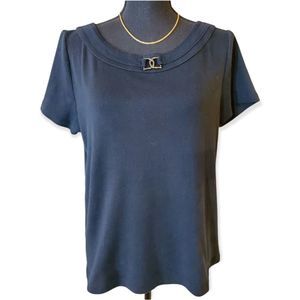 Rafaella Black Cotton Short Sleeve Top